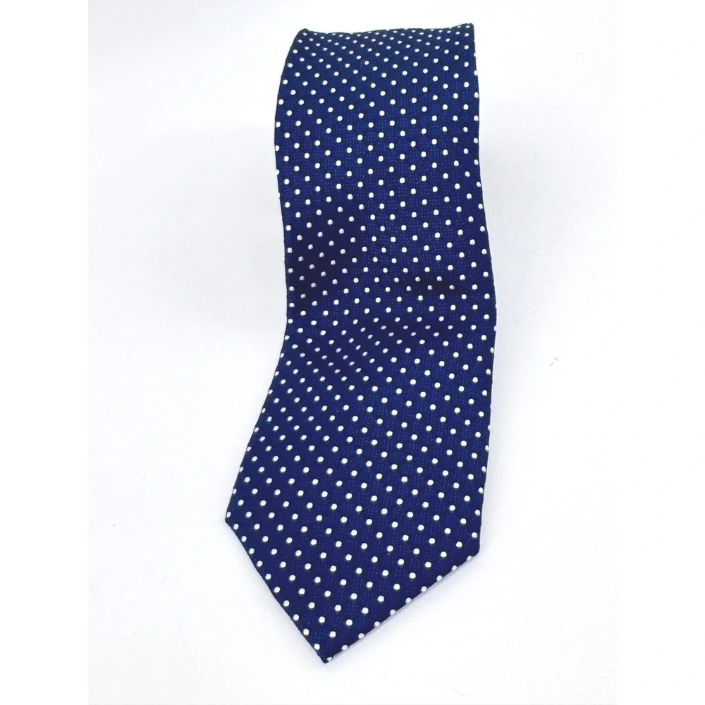 Tommy Hilfiger Silk Tie Navy Blue Polka Dot Mens Classic Preppy Necktie